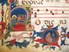 MANUSCRIPT LEAF NATIVITY OF THE BLESSED VIRGIN MARY. Vellum leaf from Latin antiphonary with historiated initial H. Bologna, 14th ct.